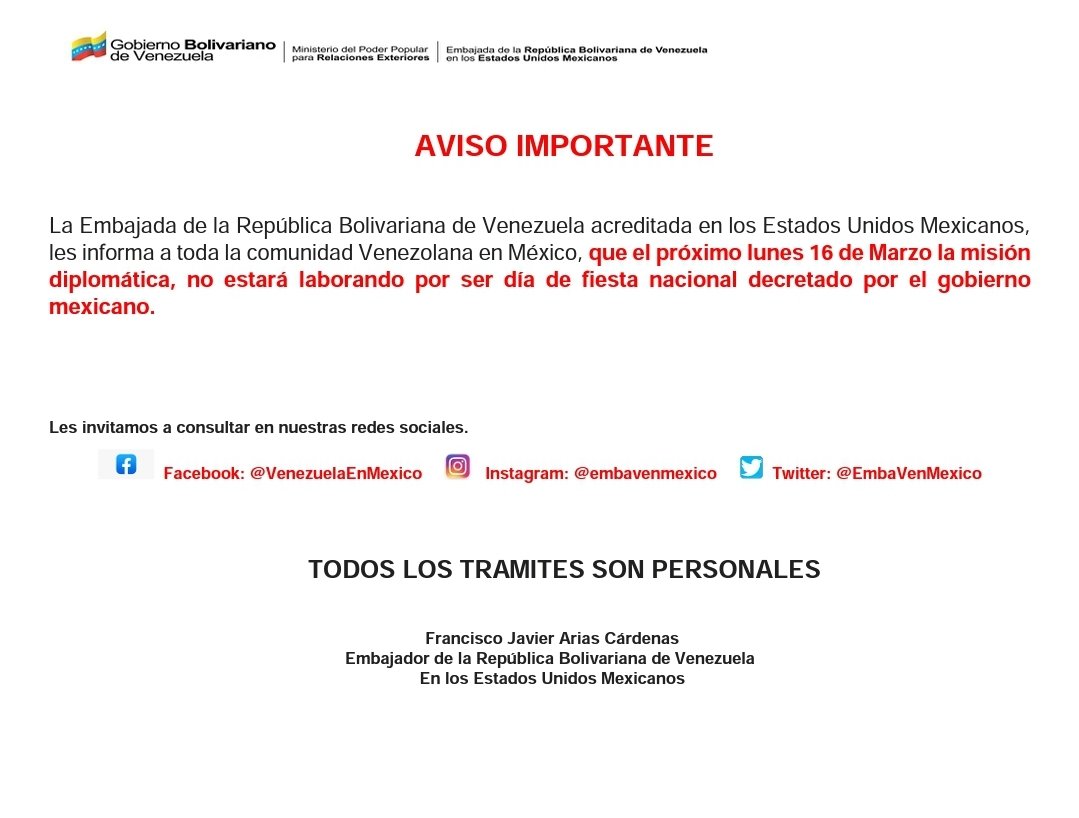 Embajada de Venezuela en México tweet media