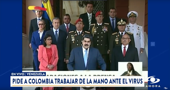 NoticiasCaracol's tweet photo. #ÚLTIMAHORA Venezuela suspende por un mes los vuelos desde Europa y Colombia por el coronavirus 

Maduro insta a las autoridades de salud colombianas a trabajar de la mano con las venezolanas

Prohíbe eventos públicos 

EN VIVO por #NoticiasCaracolAhora -> https://t.co/ukwoV3Xeb9 https://t.co/7ABfhqeIhR