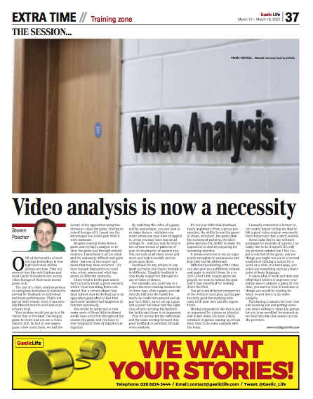 Gaelic_Life's tweet photo. BUY GAELIC LIFE - Football may be on hold, but your opportunity to learn is not - Steven Poacher says your club needs video analysis - Another #MustReadGL column from @Stevie_Poacher - Buy GL now - https://t.co/gt9SarfLlG https://t.co/8ZmjvJQA18