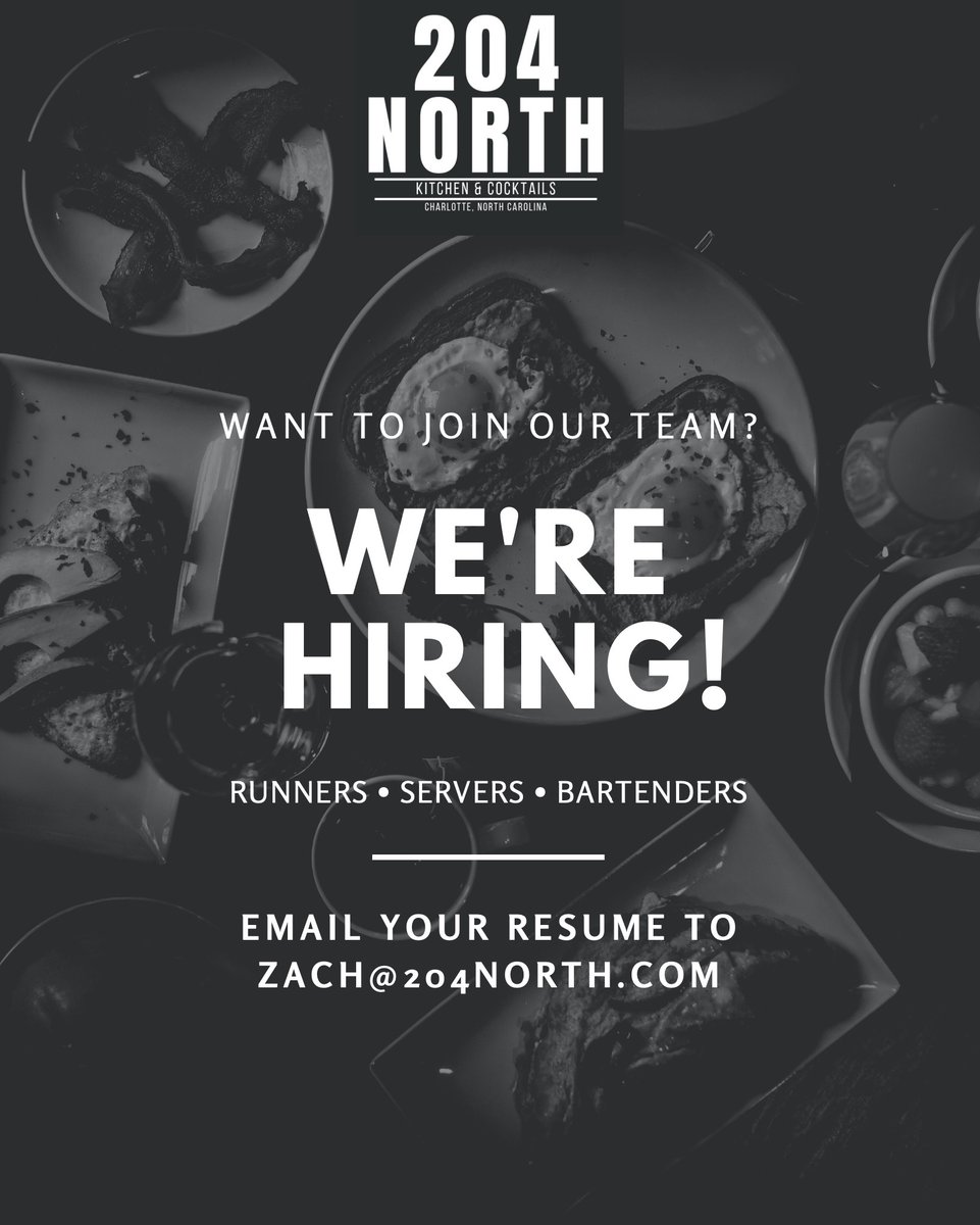 204northCLT's tweet photo. we are looking to add to our team! We are growing &amp; getting busier with every day, join our family! https://t.co/mauhRrk7oW
