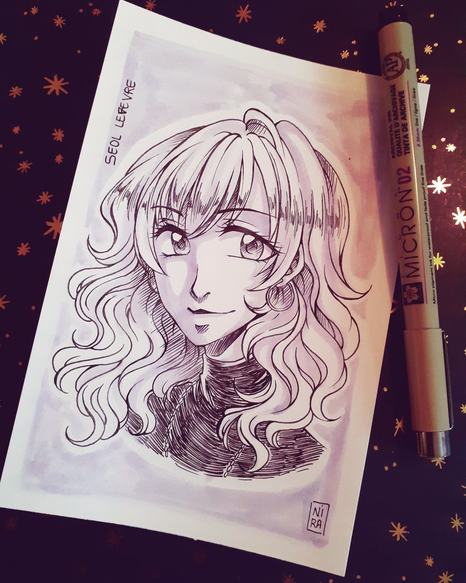 Niraneiyu's tweet photo. Un petit dessin de Seol pour tester de nouvelles feuilles bristol ! 

#seol #lefevre #korean #french #oc #originalcharacter #niranei #nira #ink https://t.co/SHuun0tatR