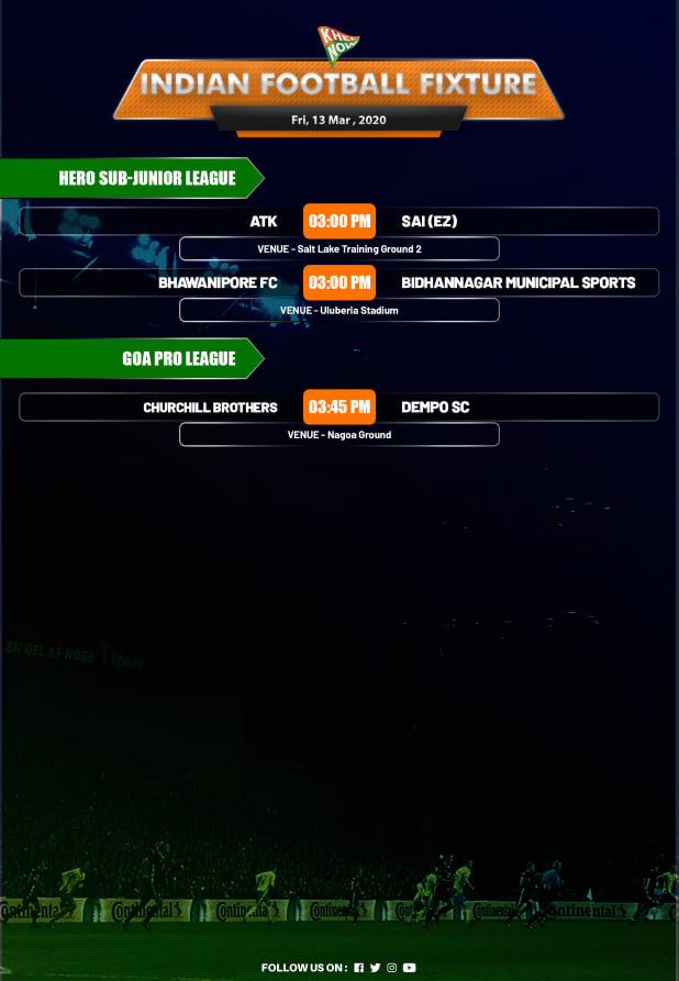 KhelNow's tweet photo. Here are the #indianfootball games that are scheduled to be played out on Friday. π
#GoaProLeague #HeroSubjr https://t.co/8zvWwvRFJp