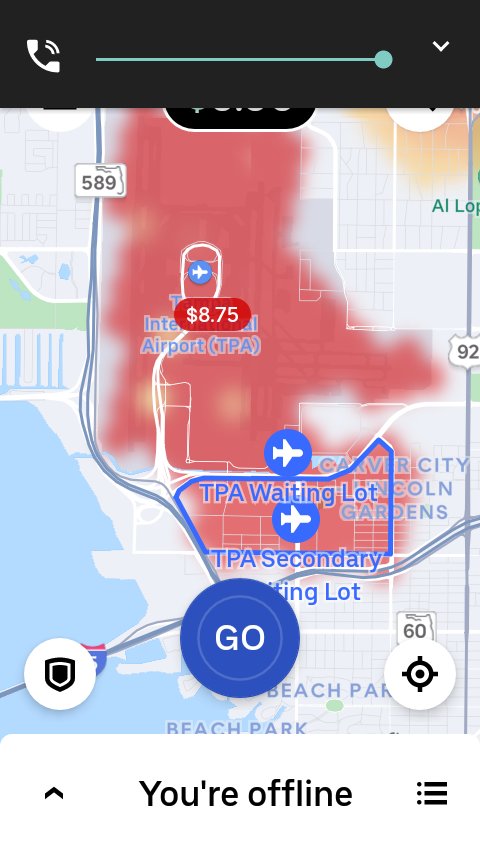 CaptainUberPro's tweet photo. Huge surge at #TPA AND #UberDrivers are nowhere to be found... 

#Uber
#Rideshare https://t.co/FhbIfCiZ73