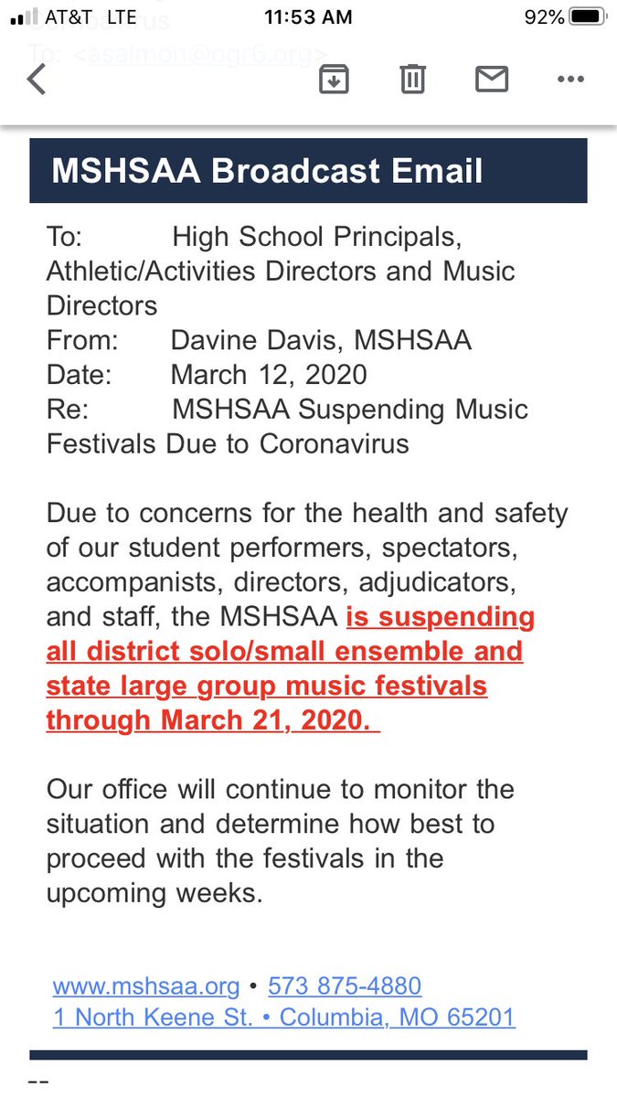 OGChoir's tweet image. I just got this email. No contest on Saturday. I will let you know if it gets rescheduled. Also no practice tomorrow.
