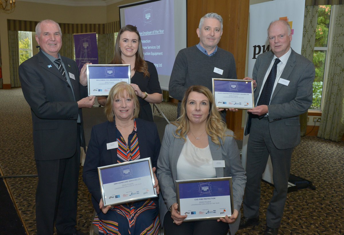 The Finalists in the Lanarkshire Employer of the Year category sponsored by <a href="/NorthLanWorking/">NLW</a> and South Lanarkshires Works 4U are CVD Fire Protection <a href="/VolvoCEGlobal/">Volvo CE</a> <a href="/Wills_Bros/">Wills Bros Group</a>  and HRM Homecare Services. Congratulations!! #LBEA2020