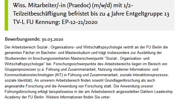 Social, Organizational, & Economic Psych FU Berlin (@socialorgpsyfub) on Twitter photo Interested in working in a highly dynamic and engaged environment on topics such as leadership, virtual teams and social identity? We are excited to receive your application until March 30th for an open PhD position in our team <a href="/FU_Berlin/">Freie Universität</a>!
ewi-psy.fu-berlin.de/einrichtungen/… Interested in working in a highly dynamic and engaged environment on topics such as leadership, virtual teams and social identity? We are excited to receive your application until March 30th for an open PhD position in our team <a href="/FU_Berlin/">Freie Universität</a>!
ewi-psy.fu-berlin.de/einrichtungen/…