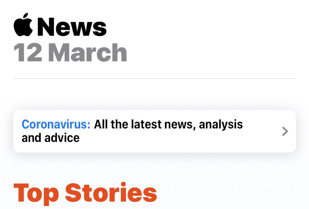 Next: Apple News.This might seem like an odd one to include but Apple News does have almost 100,000,000 users worldwide.At the very top of the front page there’s a tile (image 1) that takes you to a dedicated section for updates, analysis and advice (images 2, 3 & 4).