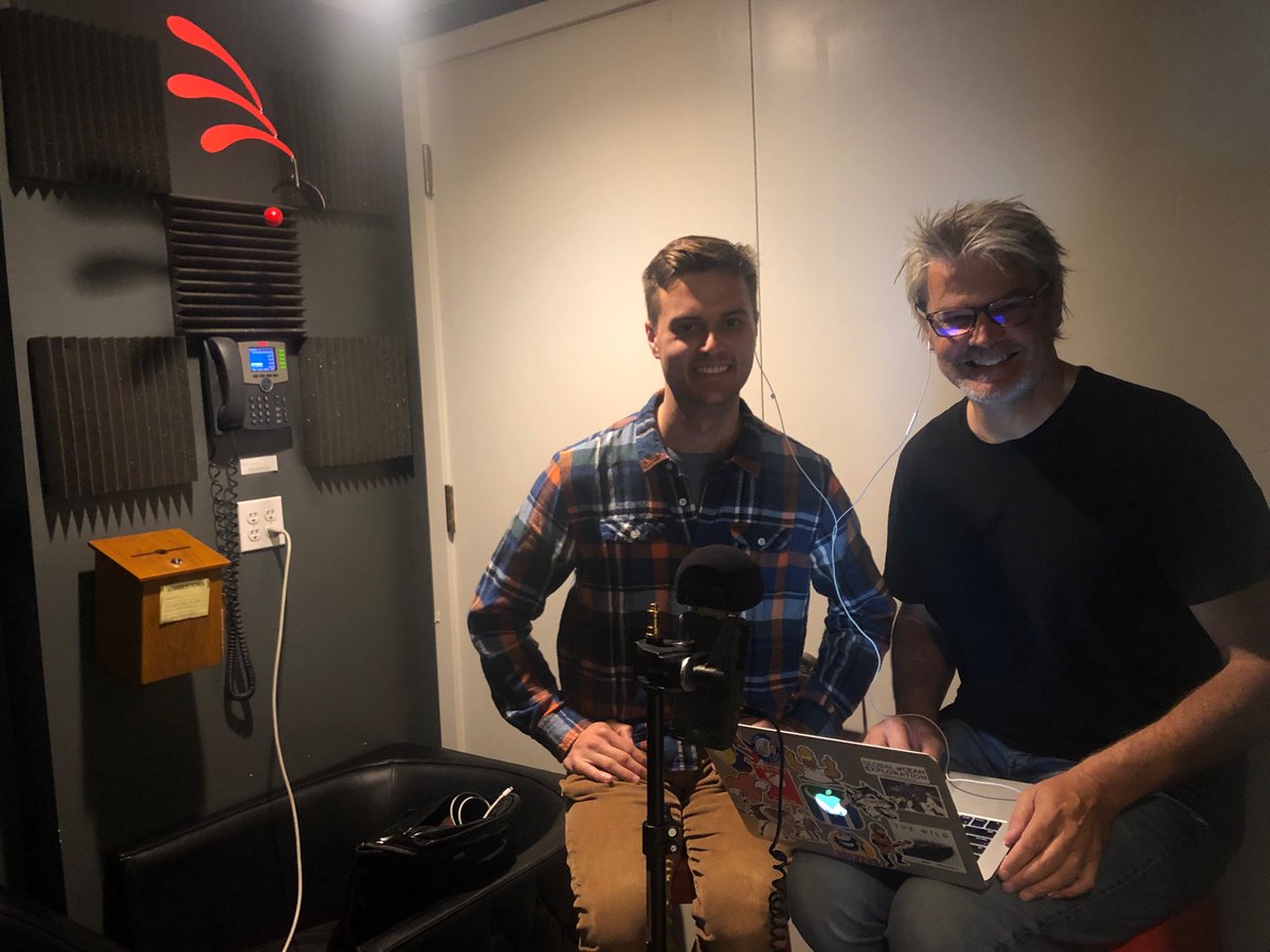 mammalzpbc's tweet photo. Mammalz @RobWhitehair and @alexfinden at Union Cowork North Park getting ready to record an episode as guests on the Eyes on Conservation podcast with the host Gregory Haddock! 🎙
#Mammalz #podcast #thursdayvibes #wildlens #conservation https://t.co/Ck51TBG5eY
