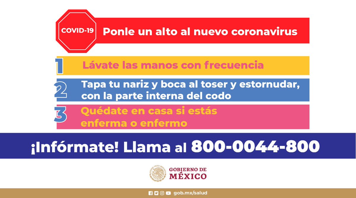 ¡Ponle un alto al #Coronavirus! 🦠 Infórmate en el micrositio sobre #COVID19: bit.ly/31eNVMx