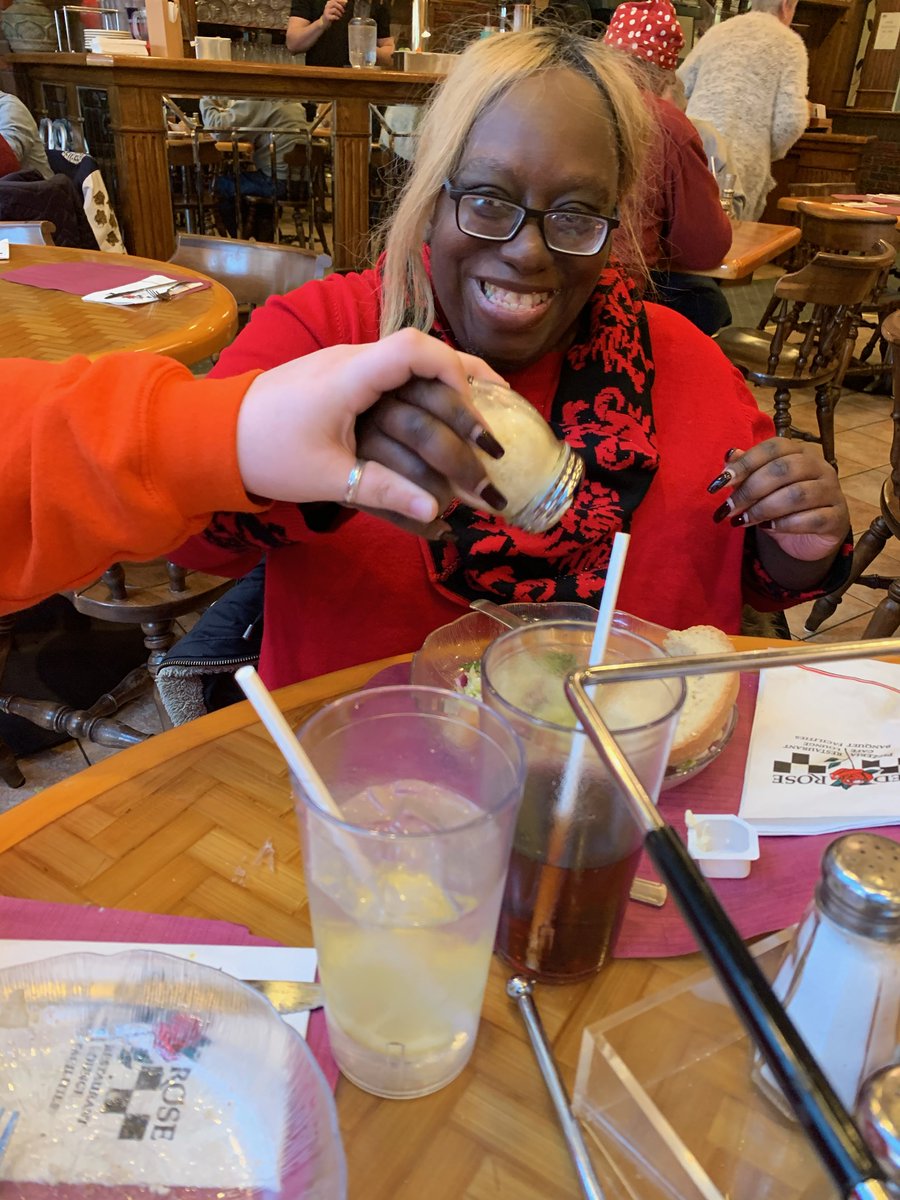 Our Community Engagement Program practices their financial literacy skills at fun lunches out with friends. 

Red Rose Pizzeria is always a top choice because it has all their favorite foods in one place!