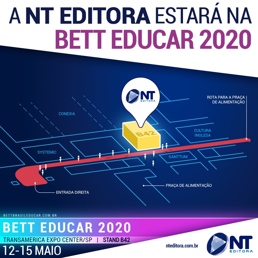 nteditora's tweet photo. Na Bett Educar 2020, o nosso stand ficará em um local de fácil acesso. Veja o mapa e não deixe de conferir as novidades nos dias do evento! https://t.co/wzUMBZbfZp