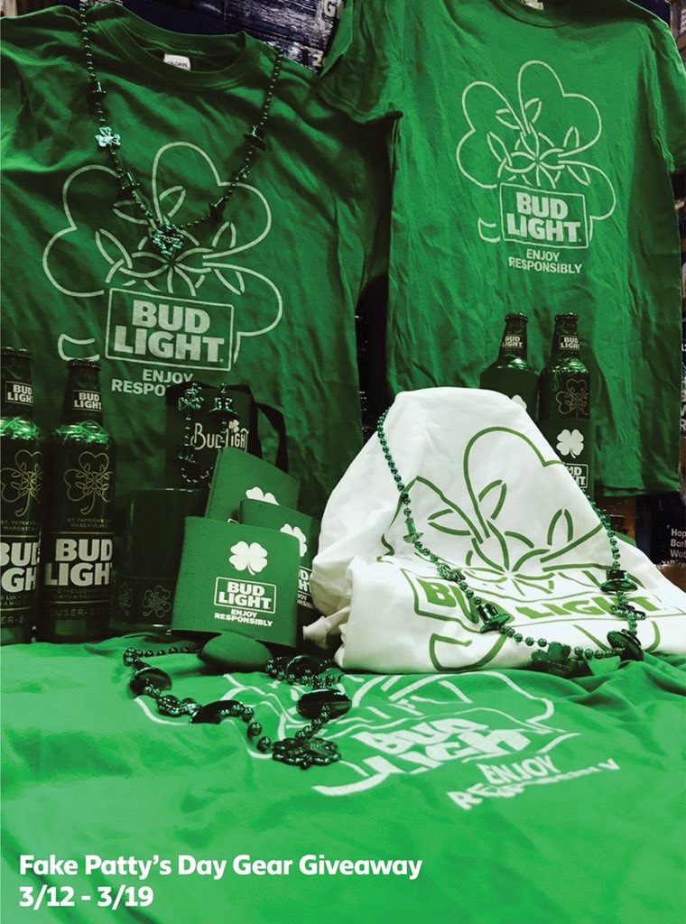 FlintHillsBev's tweet photo. Fake Patty’s Day Gear GIVEAWAY ☘️

GO GREEN on us! Winner will get various tshirts, hats, coozies and necklaces! 

RT &amp; Follow to enter!

Random drawing on 3/19 at 12p. Pickup ONLY! Must be 21+ to enter! Check out FB for more chances to win and full info! #fpd #giveaway https://t.co/HuslY6iWcO