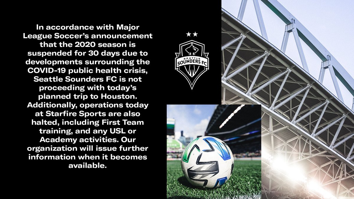 SoundersFC's tweet photo. COVID-19: Sounders FC Statement on Major League Soccer Announcement https://t.co/NFOptzIPgc