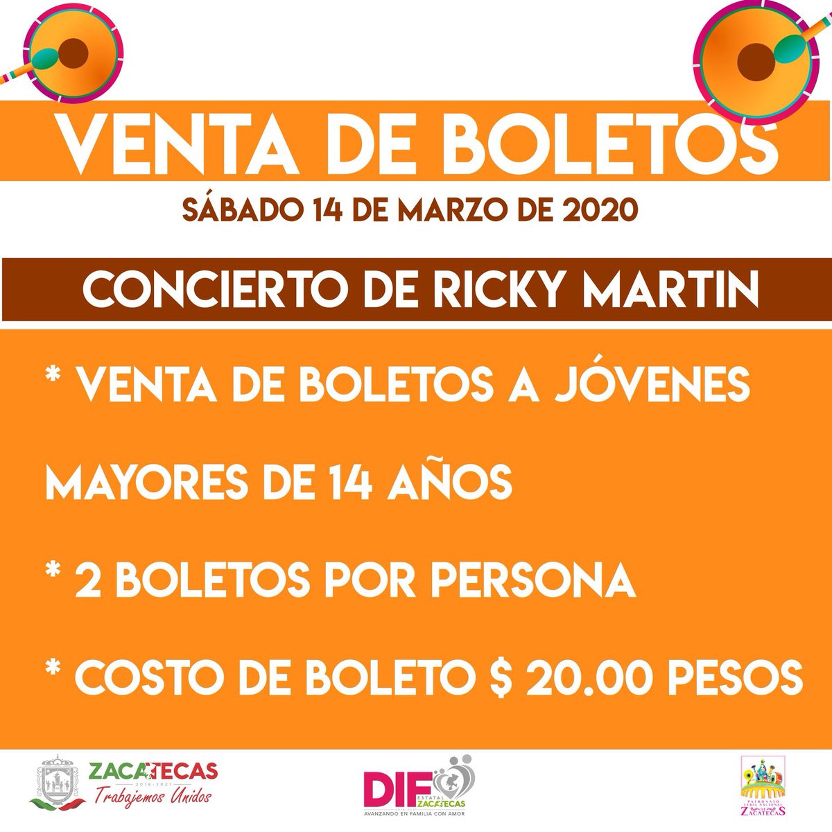 El día de hoy te compartimos este dato importante sobre la venta de boletos para el concierto de <a href="/ricky_martin/">Ricky Martin</a> 👇🏻 en #Zacatecas