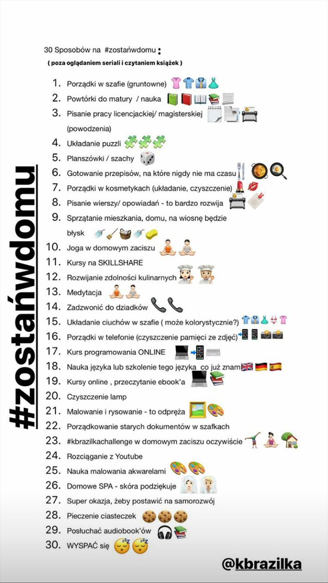 thewayIwant_'s tweet photo. Jest mnóstwo różnych rzeczy które można robić w domu! 
Dbajcie o siebie i innych ❤
Jeśli masz jeszcze jakiś inny pomysł podaj tego tweeta dalej ze swoją propozycją!
#zostanwdomu https://t.co/GWN6GhCVHC