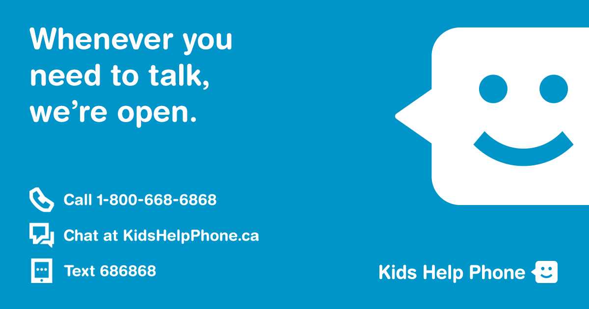 We are here for you. If you or a loved one is experiencing anxiety or isolation due to COVID-19, @kidshelpphone is here to help 24/7. Text us at 686868. ❤️