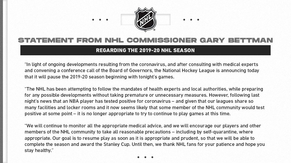 NHL Paused 2019-20 Season; AHL Also Suspended; Prudential Center Postponed March Events - All About The Jersey