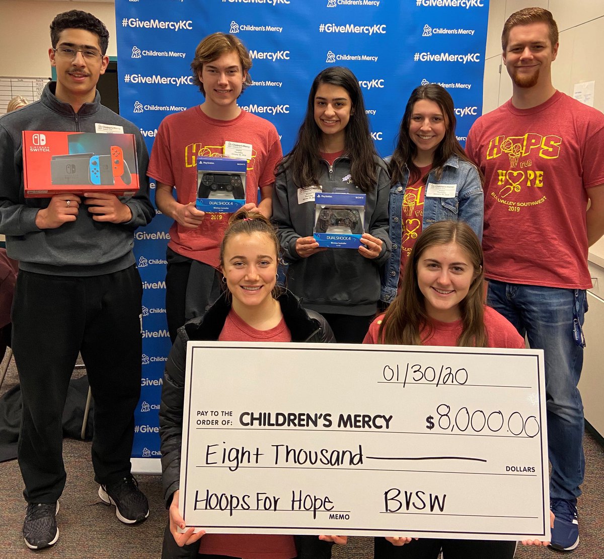 Thanks to Blue Valley Southwest High School for hosting their annual <a href="/HoopsforHopeSW/">BVSW Hoops for Hope</a>! Hoops for Hope is a student-run organization fighting to #CrushKidCancer. They raised $8,000 in 2019 for our Oncology Family Support Fund. A slam dunk! #ThankfulThursday #GiveMercyKC #lovewill
