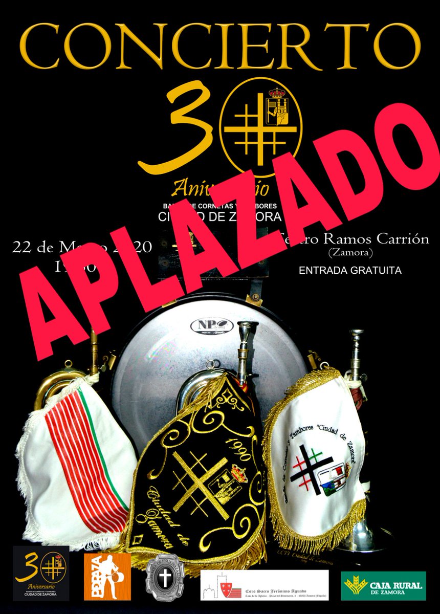 Buenas tardes. Dados los últimos informes y las recomendaciones sugeridas con motivo del COVID-19, nos vemos obligados a aplazar nuestro concierto #30aniversario hasta nueva fecha. Lo sentimos muchísimo
