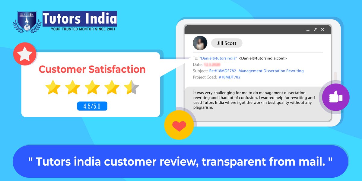 TutorsIndia's tweet image. Their reviews are our Cheer !
🎗️ New 4.5 Star🌠Customer Review on Management Dissertation Rewriting
✔️Visit: bit.ly/2S9DNRn
#Dissertation #Dissertationrewriting #Dissertationrewriting #Education #University #thesis #Tutorsindia