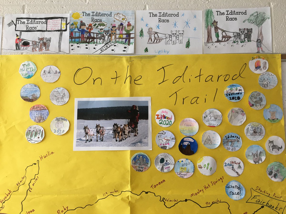TBranderson's tweet photo. Students following the #iditarod -- making buttons, sketching themselves racing, and following individual mushers. @SandersCornerES #SCES20 https://t.co/gWiQc88KXE