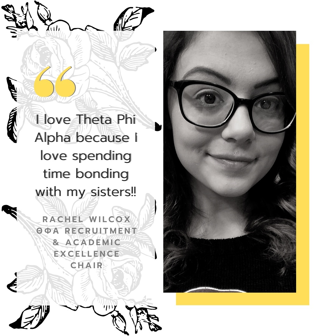 ☆° Sister Spotlight °☆ 
Our next spotlight is our Recruitment and Academic Excellence Chair, Rachel Wilcox! Rachel is a sophomore Social Work major. Thank you for everything you do for our sisters! 💙