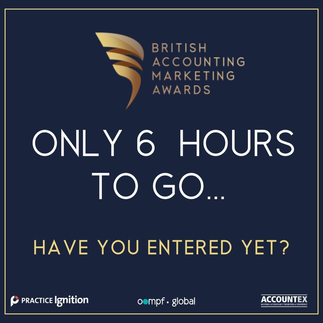 The_BAMAs's tweet photo. Just 6 hours to go until entries for the 2020 British Accounting Marketing Awards close..  

Have you entered yet? 

https://t.co/SuMokS4iQr

#Accounting #Awards #Marketing #Business #Accountant https://t.co/uBKsuOF5CI