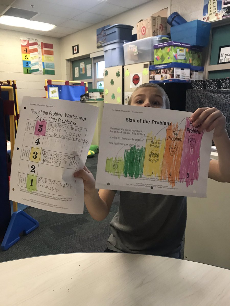 MrsRRiley's tweet photo. Today my students and I discussed the Zones of Regulation: Size of the Problem lesson.  We had wonderful discussions about different problems that we face and how our emotional reactions need to match the size of the problem! https://t.co/01wNxCgt9B