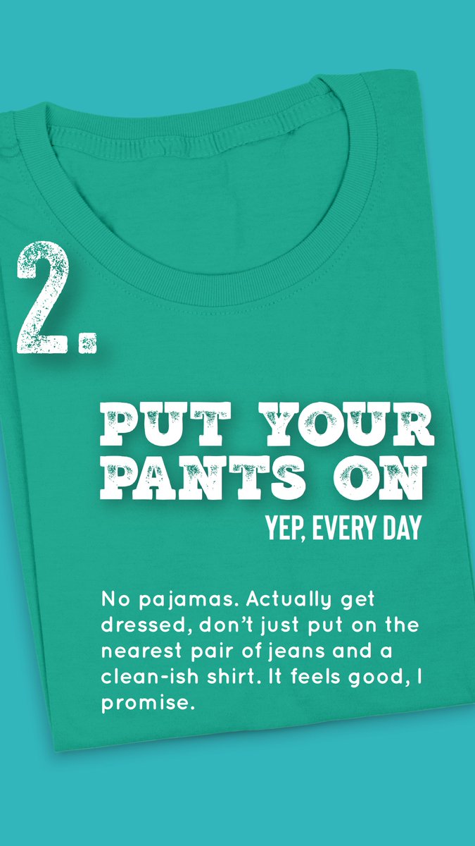 mdc's tweet photo. my friend @seldeng made this helpful guide for folks not accustomed to working from home. i think these are great and helpful (tho i dispute that real pants are necessary; real pants are overrated in normal times) (1/3) https://t.co/C4ginsKDpJ