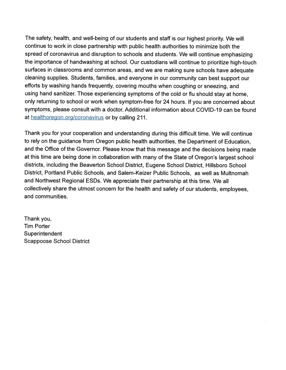 scappoosesd's tweet photo. Attention Scappoose School District parents, guardians and community members, https://t.co/yrXx3NJnHR