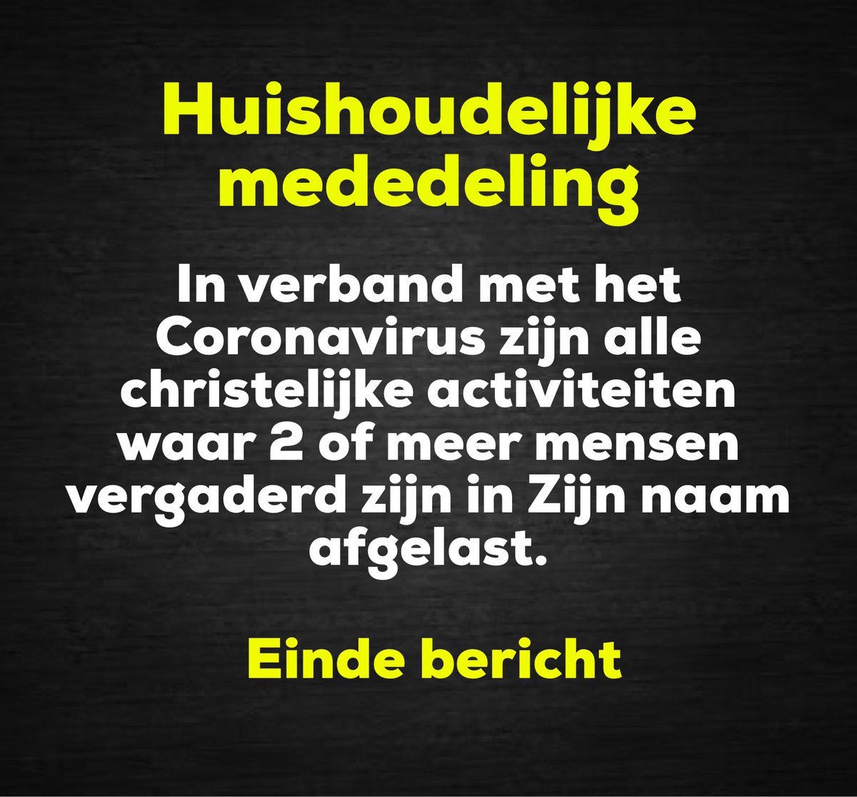 Corona update voor de biblebelt. Doei