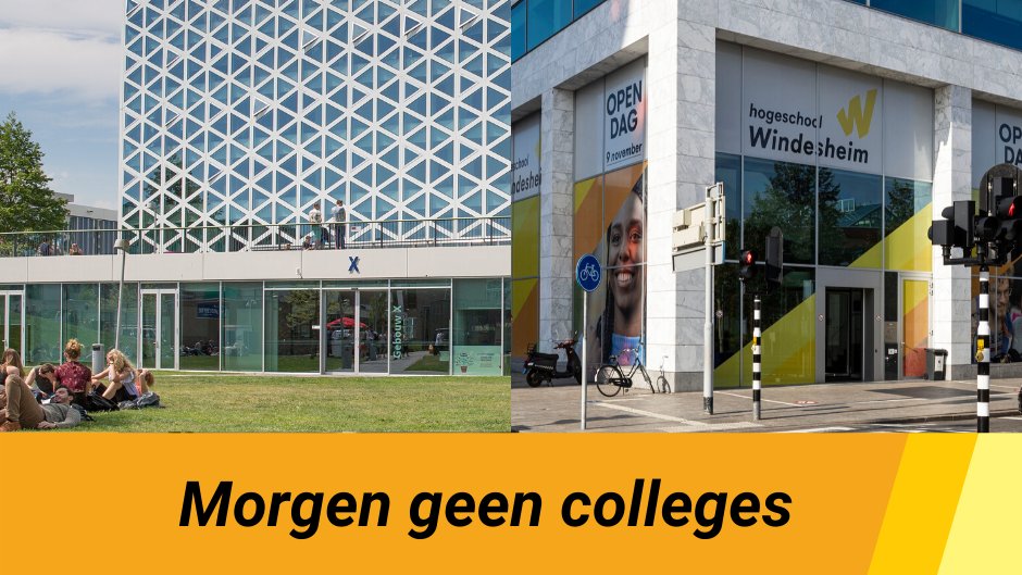 Morgen zijn er geen onderwijsactiviteiten op hogeschool Windesheim, locaties Almere en Zwolle. Dat betekent dat we studenten vragen morgen thuis te blijven. Ook andere afspraken gaan vrijdag 13 maart niet door.