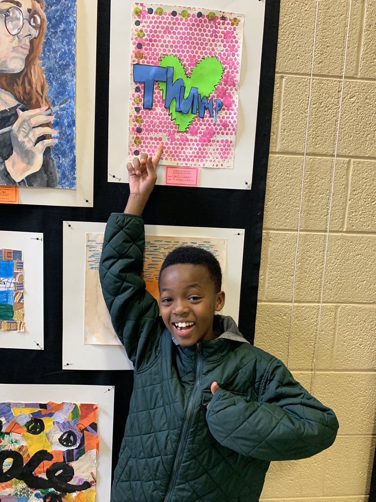 LilyBrookman's tweet photo. Jackson-Via students visiting the Art Connections today at CHS. There is nothing better than a young artist seeing their hard work hang in the show. 💙 https://t.co/5xLrHB5Jee