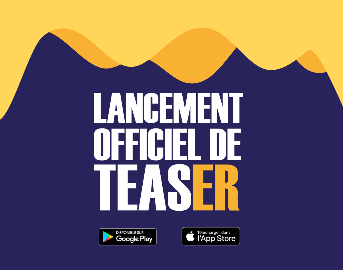 TeaserFR's tweet photo. 🚨 LANCEMENT OFFICIEL🚨
Nous sommes heureux de vous annoncer la sortie de Teaser sur les plateformes de téléchargement. 🥳
Nous vous remercions pour votre soutien et votre patience.
❗️Il vous suffit de taper Teaser jeu à boire sur votre plateforme de téléchargement ! #teaserapp https://t.co/yylx9M4g1I