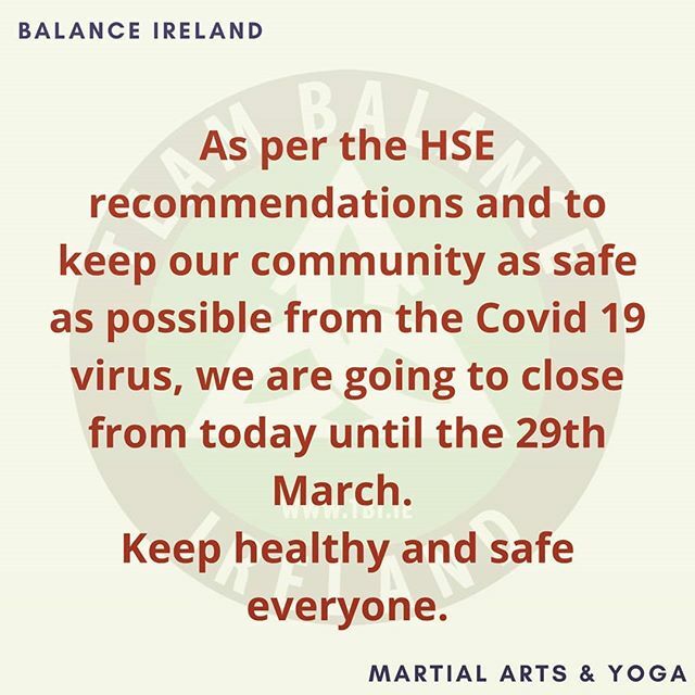 BalanceIreland's tweet image. Hi everyone, as per the HSE recommendations and to keep our community as safe as possible from the Covid 19 virus, we are going to close from today until the 29th March. Keep healthy and safe everyone. Thanks Ray and Maeve. ift.tt/39N6awf