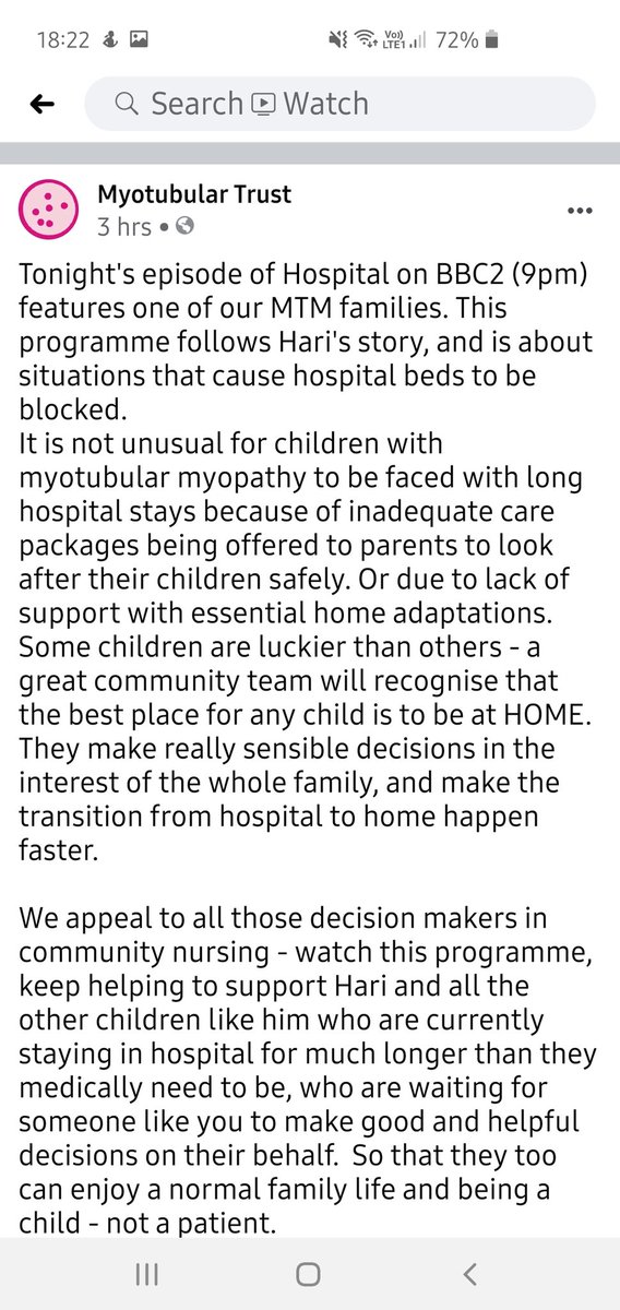 My friends little boy Hari will feature on BBC2's programme Hospital tonight. If you all could watch it to raise awareness on MTM❤