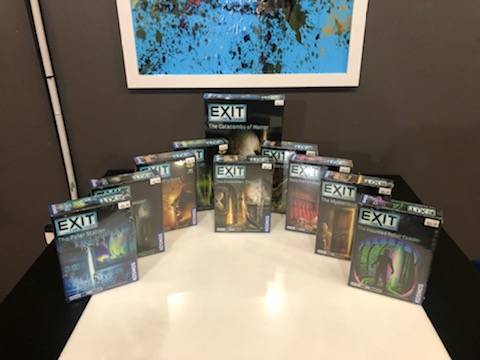 UnpluggedFreddy's tweet photo. We've got a huge restock of Exit games. What's an Exit game you ask? Are you a fan of Escape Rooms than Exit is for you! Grab a bunch of friends and solve puzzles! https://t.co/V10LSugizi