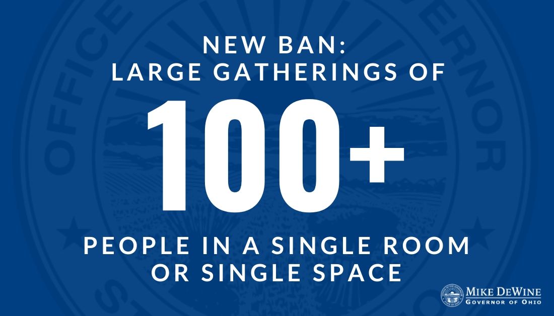 GovMikeDeWine's tweet image. Shortly, @DrAmyActon will be issuing an order banning mass gatherings of 100+ in #Ohio.  #COVID19 #COVID19OhioReady