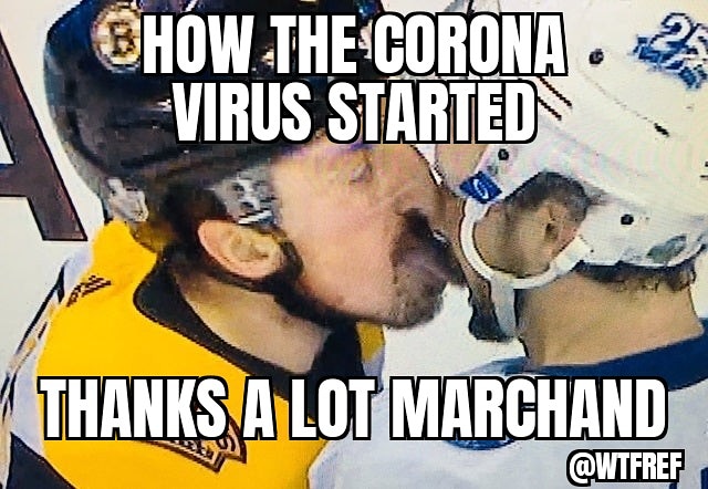 Wtf Ref On Twitter Thank Brad Marchand For The Corona Virus Wtfref Hockey Nhl Coronaviruspandemic Covid 19 Covd19 Hockeymemes Bradmarchand Coronavirus Https T Co Fdoatyia0s