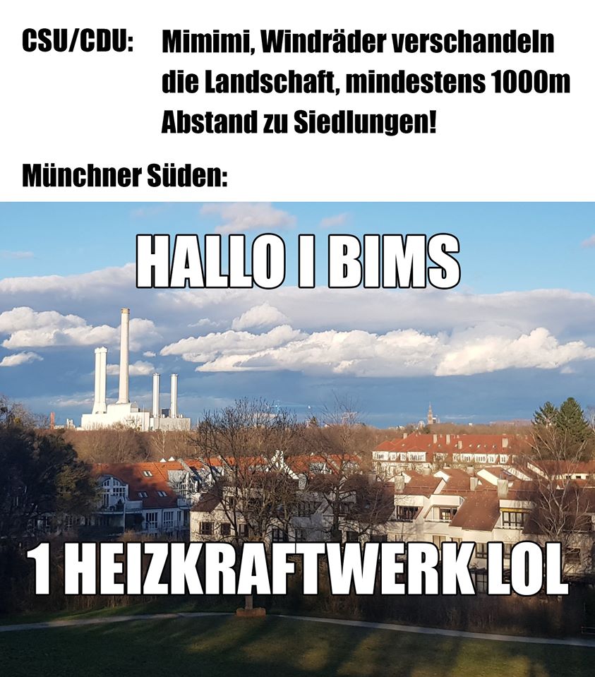 mp_diepartei's tweet photo. Als ich neulich im Stadtpark die Aussicht genießen wollte, ist mir was aufgefallen...

Vor fünf Monaten hat sich die Bundesregierung auf den Ausbau der #Windenergie geeinigt. Aber die #CSU blockiert seit dem den Ausbau mit Ihrer Forderung nach der #10H Mindestabstand zu Wohnungen https://t.co/eFkTGVeCMP