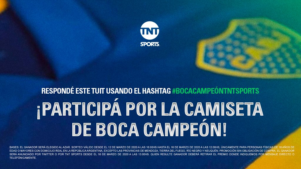 TNTSportsAR's tweet photo. ¡IMPERDIBLE! 💙💛💙 Respondé este tuit usando el hashtag #BocaCampeónTNTSports y participá por una camiseta de Boca Campeón de la Superliga https://t.co/vjDTjedwA3