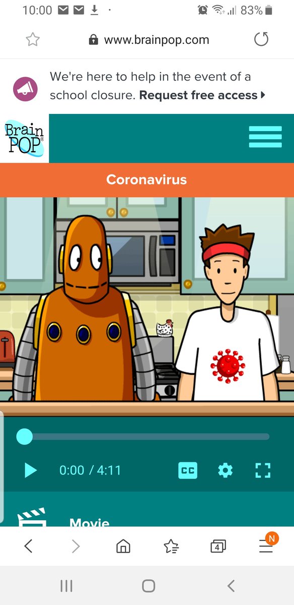 TEACHERS - <a href="/brainpop/">BrainPOP</a> is FREE in the event of school closure! 

It's a powerful tool - movies on EVERY subject you can think of - quizzes etc KS 1 - 3 can easily access at at home. 

brainpop.com

#edutwitter #teaching #TeachingOnline #teachingremotely
<a href="/AnnieAndMoby/">BrainPOP Jr.</a>