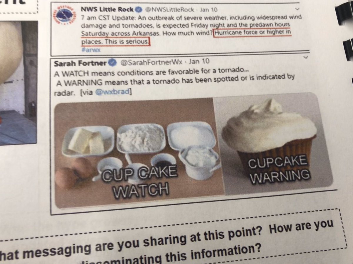 weatherdan's tweet photo. Look @wxbrad from WCNC Charlotte made a cameo at the @NWSLittleRock #ARIWT #ARIWT2020 with his informational video on where to take shelter in a tornado AND so did the Cupcake Watch vs. Warning graphic. π ππΌ https://t.co/gJSaFU0tIj