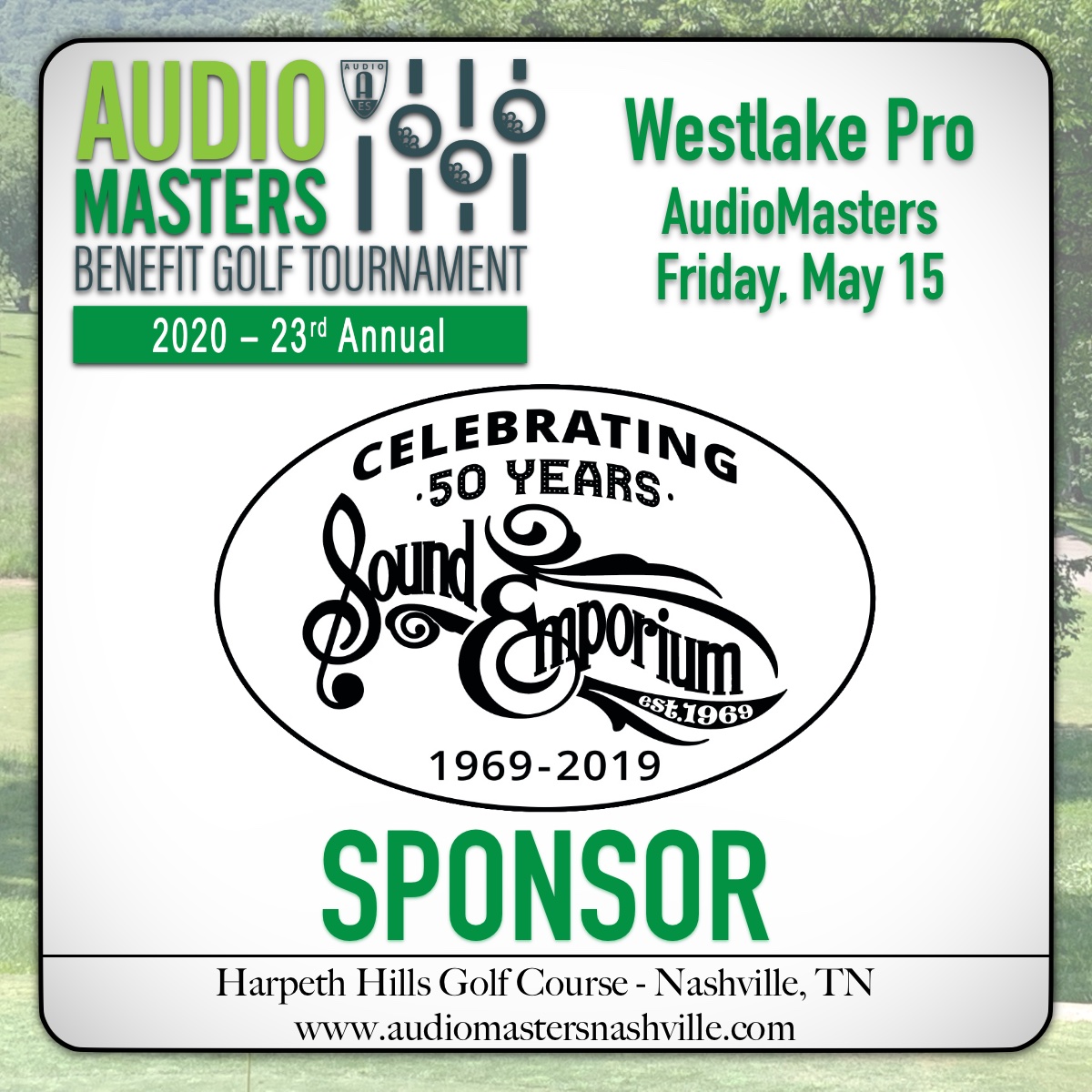 audiomasterstn's tweet photo. The AudioMasters Nashville Benefit Golf Tournament Welcomes Day Two Sponsor Sound Emporium Studios
Register now to play or sponsor at https://t.co/4B7gF5evRE #AudioMastersTN
@sound_emporium https://t.co/Bs9um7KxLr