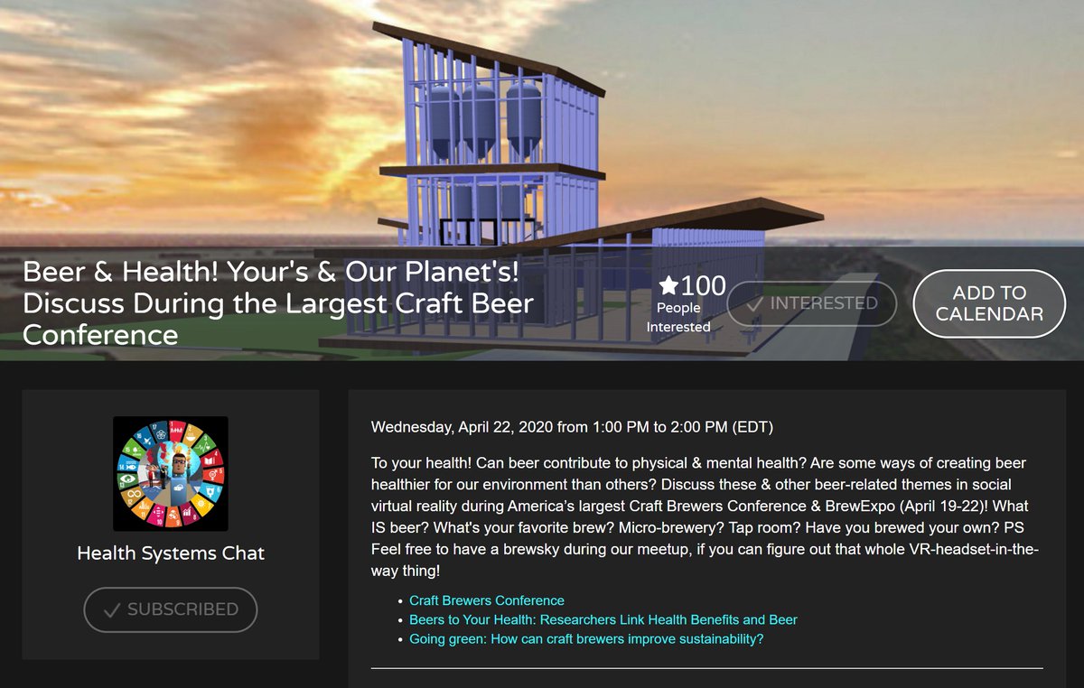 wareFLO's tweet photo. Craft Brewers Conference Still on, Tho Situation Fluid (follow @BrewersAssoc) https://t.co/XGgyXRcavs Join us online in social virtual reality during #CraftBrewCon (even if canceled!) #OculusGo #OculusQuest #socialVR #Beer #brewing #COVID19 #CoronaVirus https://t.co/amogTXNIra https://t.co/P5mEl6EzJj