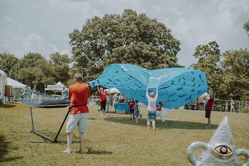 #TBT Throw back to *one* of 2018's public art installations! This interactive and site-specific piece was by Beth Reitmeyer.
Applications for 2020 Public Art at the #AmericanArtisanFestival are still open!  Submit yours before March 20th to be a part of our 46th year!