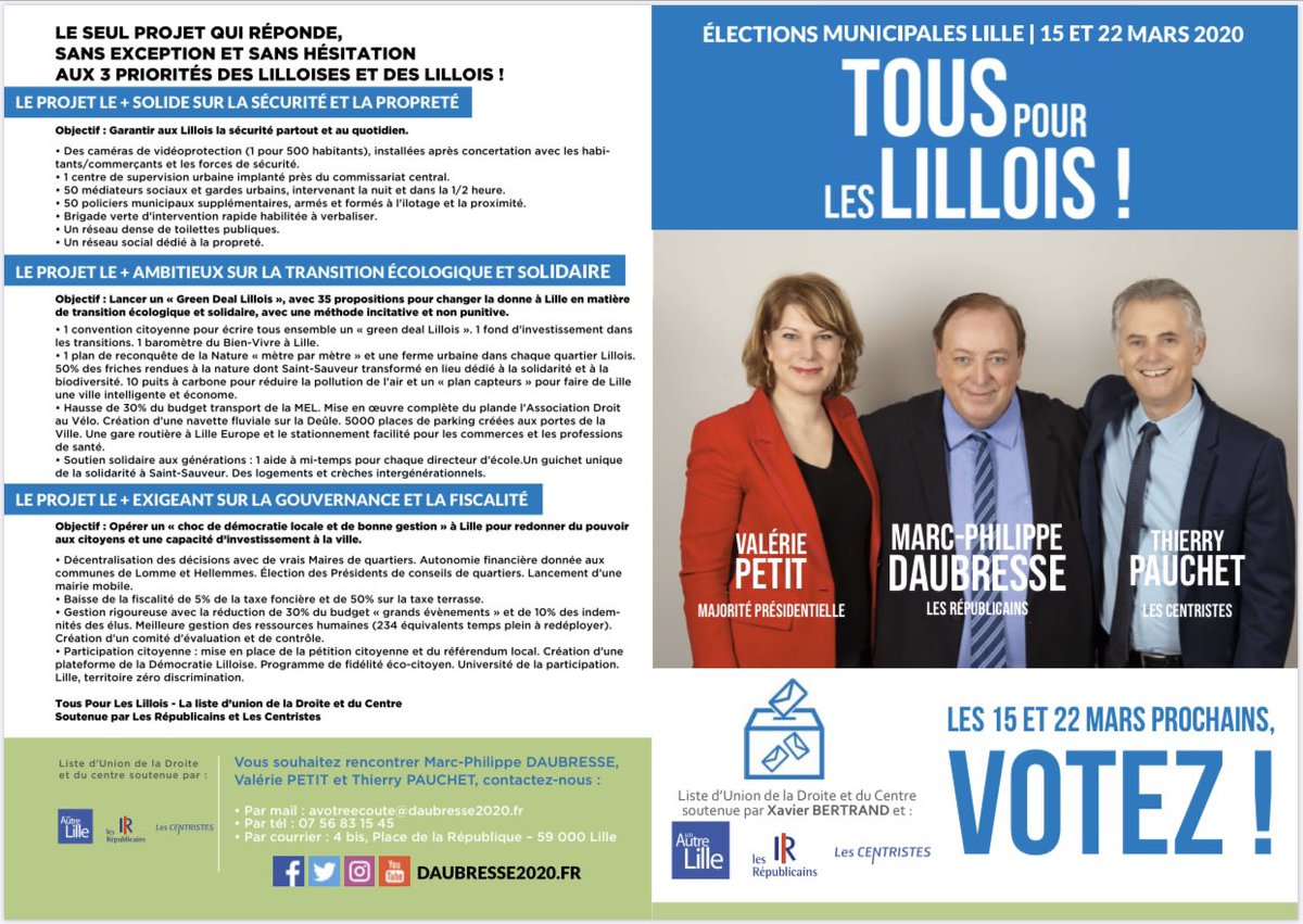 ValeriePetit_AN's tweet photo. 🗳🇫🇷 Votez pour le seul trio et le seul projet qui répond sans exception ni hésitation aux 3 priorites des Lillois ! #Lille2020 #Municipales2020   @DAUBRESSE_MP @ThierryPauchet https://t.co/2hrUIFmE93