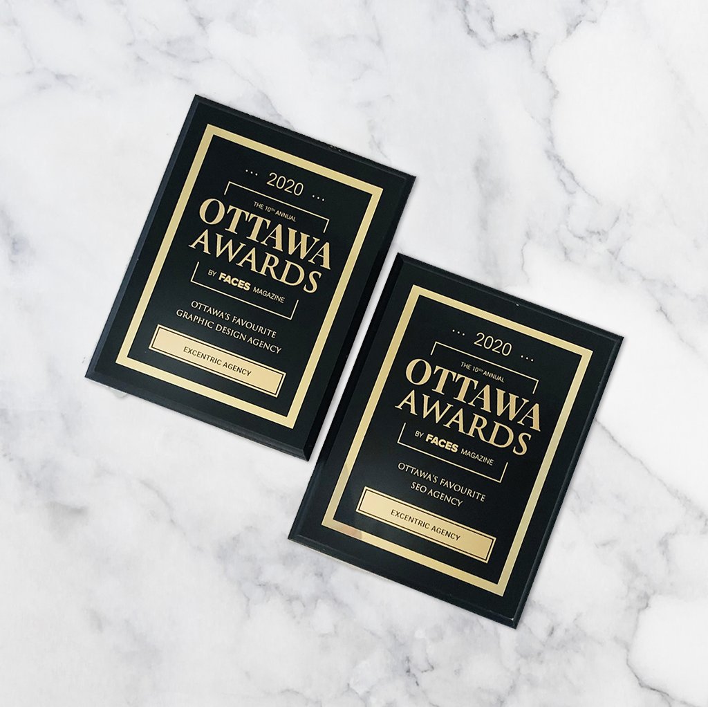 ExcentricAgency's tweet image. We -finally- picked up our @facesottawa award plaques!

This year we are celebrating being voted:
🏆 Ottawa's Favourite Graphic Design Agency and
🏆 Ottawa's Favourite #SEO Agency

Thank you for your votes!🥰 We are honoured to be recognized in these competitive categories.