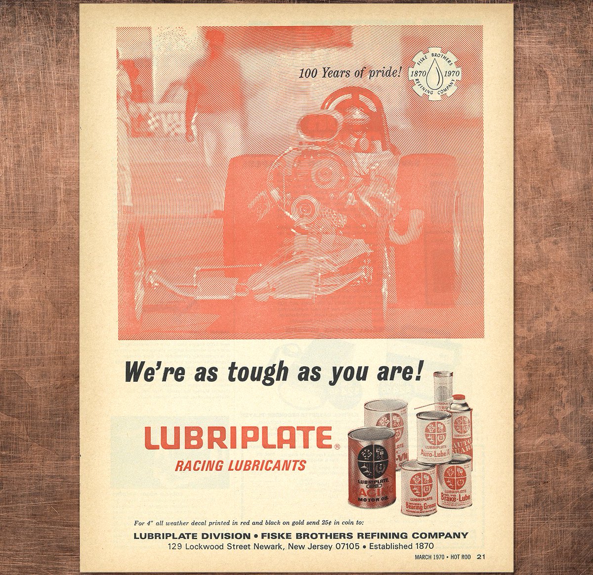 LubriplateLubes's tweet photo. "We're as tough as you are!" - #tbt
This week we have an advert from the March 1970 issue of @hotrodmagazine, complete with a mail-in offer for a #Lubriplate Racing Lubricants decal! https://t.co/UCK9MriLHK