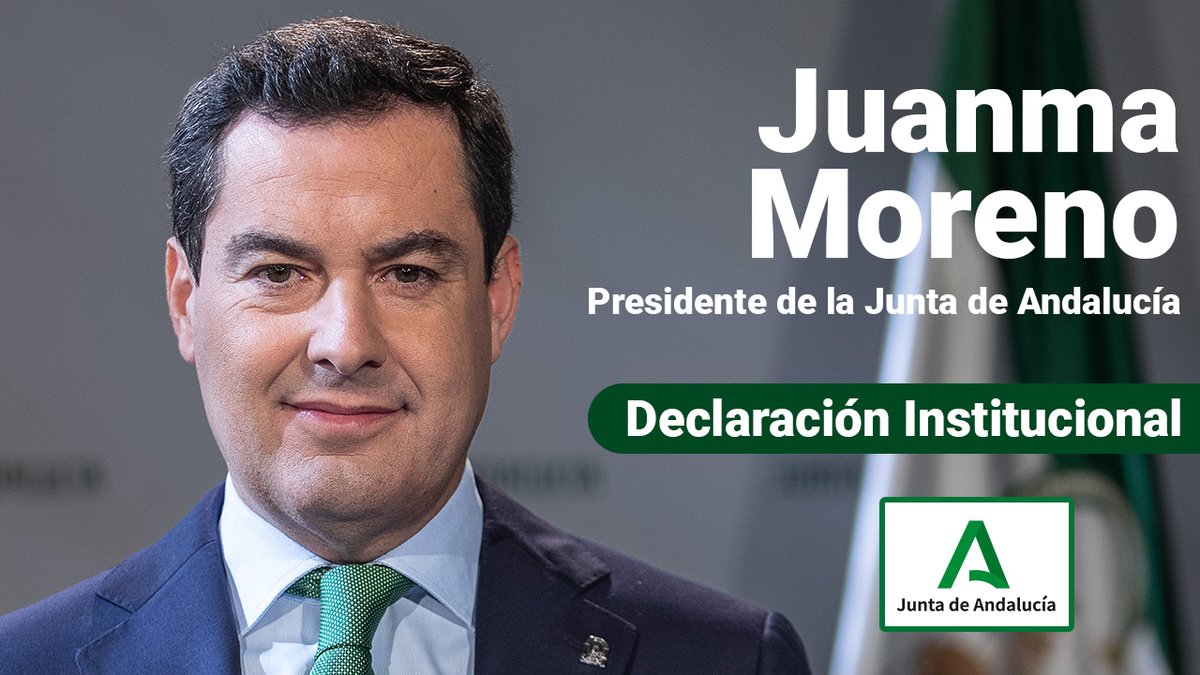AndaluciaJunta's tweet photo. 🗣 Declaración institucional a las 20:30 horas del presidente de #Andalucía, @JuanMa_Moreno, en torno a las medidas aprobadas por el Gobierno andaluz en respuesta al #coronavirus #Covid_19 ✅ https://t.co/o5eiTVajyn